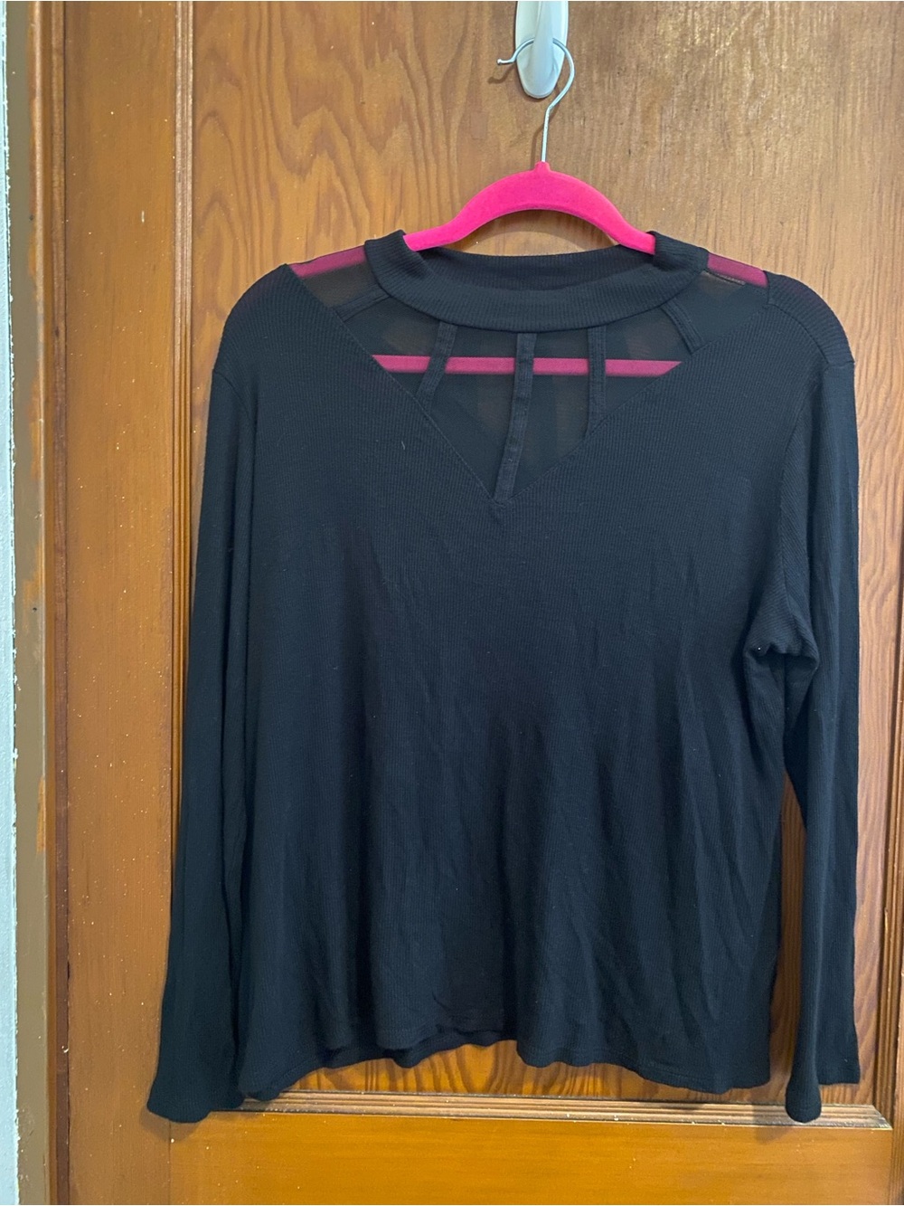 Longsleeve Black Shirt with Sheer Neck Cutout